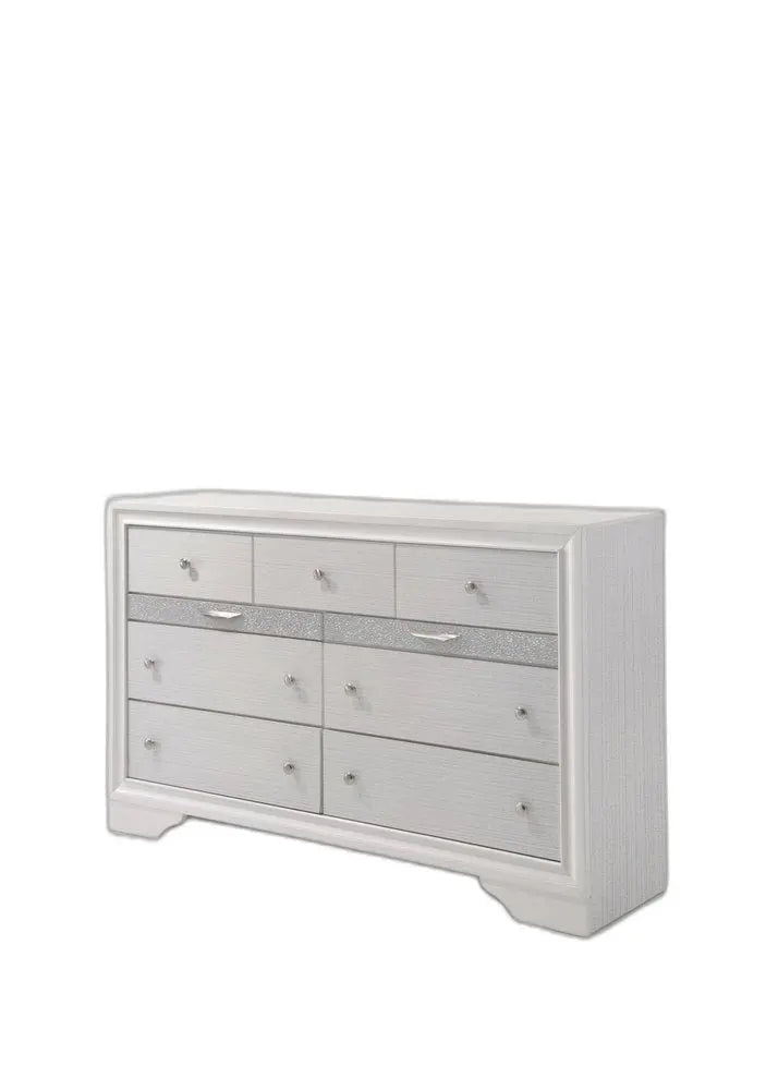 63" White Manufactured Wood Nine Drawer Triple Dresser HomeRoots