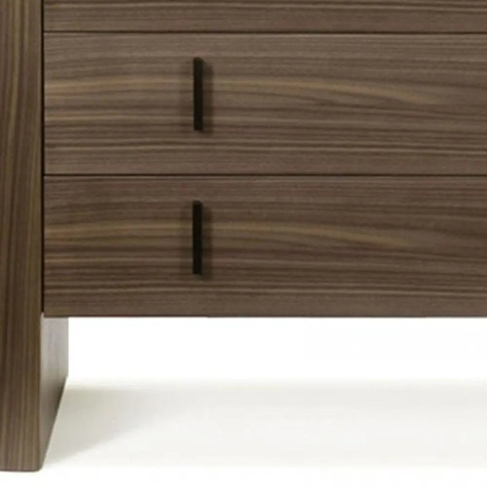 55" Walnut Marble Solid And Manufactured Wood Three Drawer Dresser HomeRoots