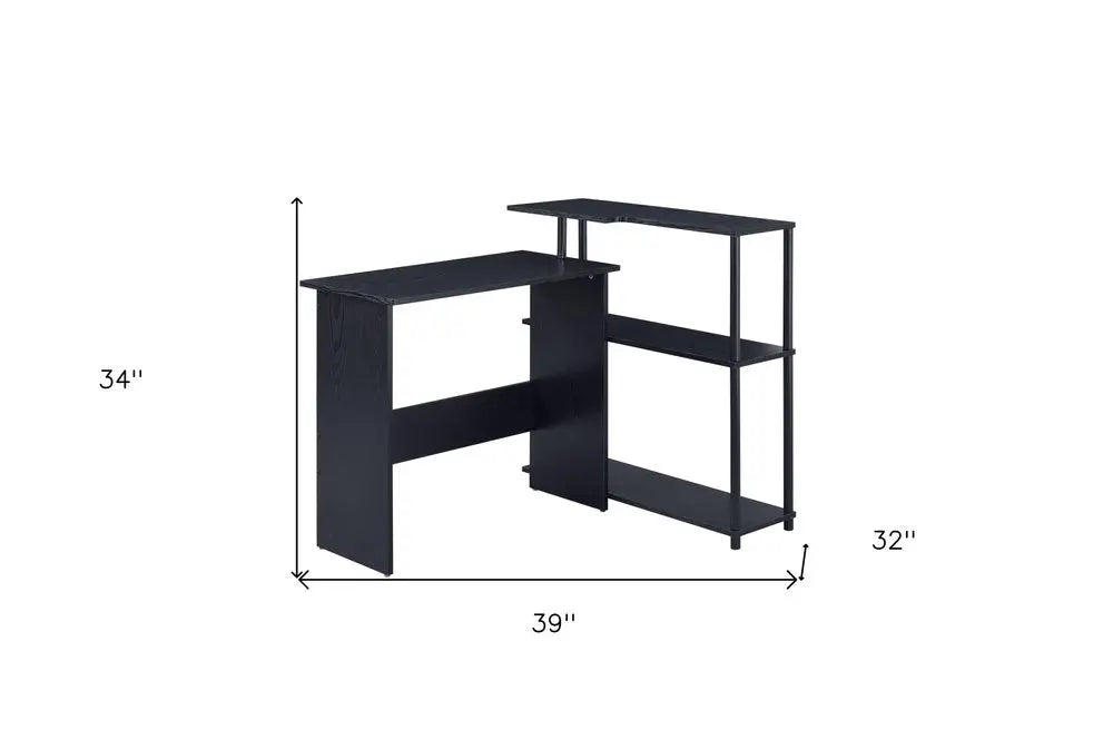 39" Black L Shape Writing Desk HomeRoots