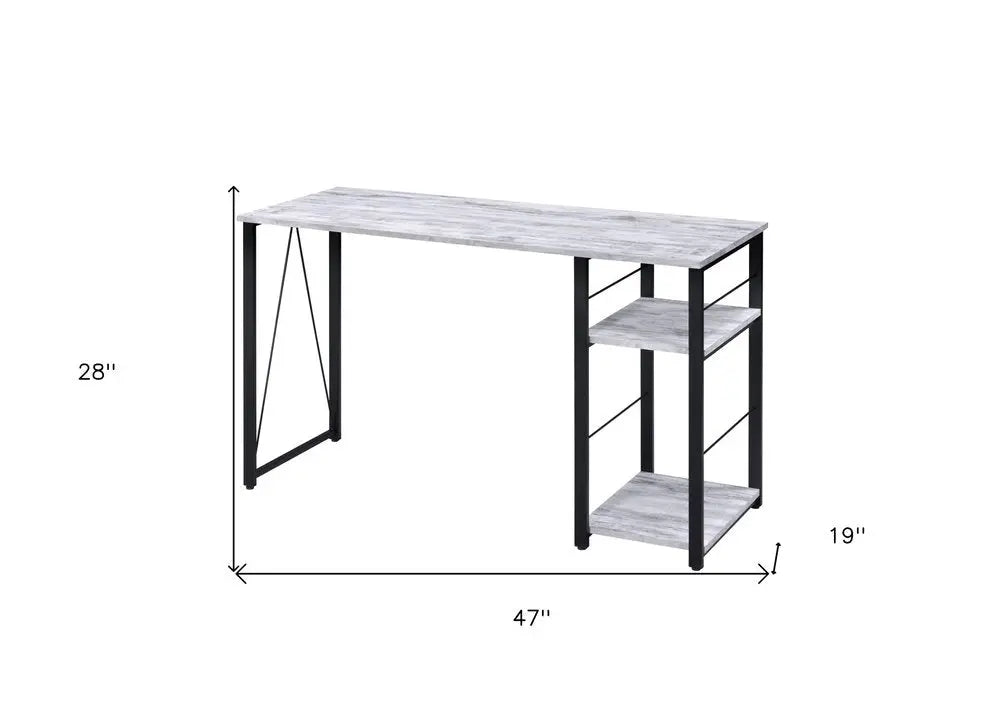 47" Antiqued White and Black Writing Desk HomeRoots
