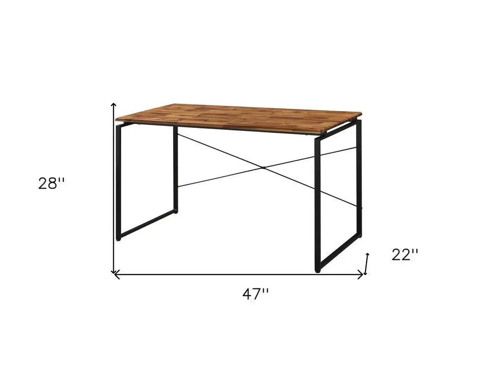47" Brown and Black Writing Desk HomeRoots