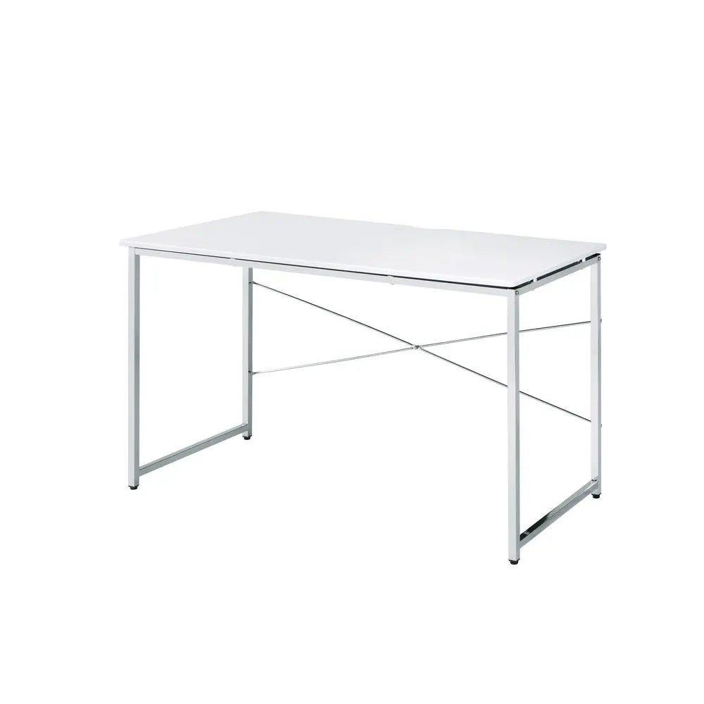 47" White and Silver Writing Desk HomeRoots