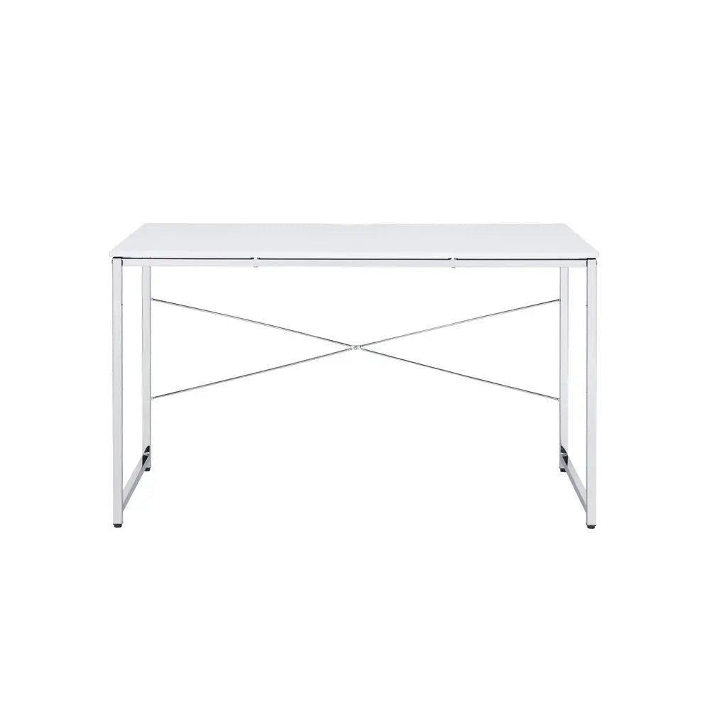 47" White and Silver Writing Desk HomeRoots