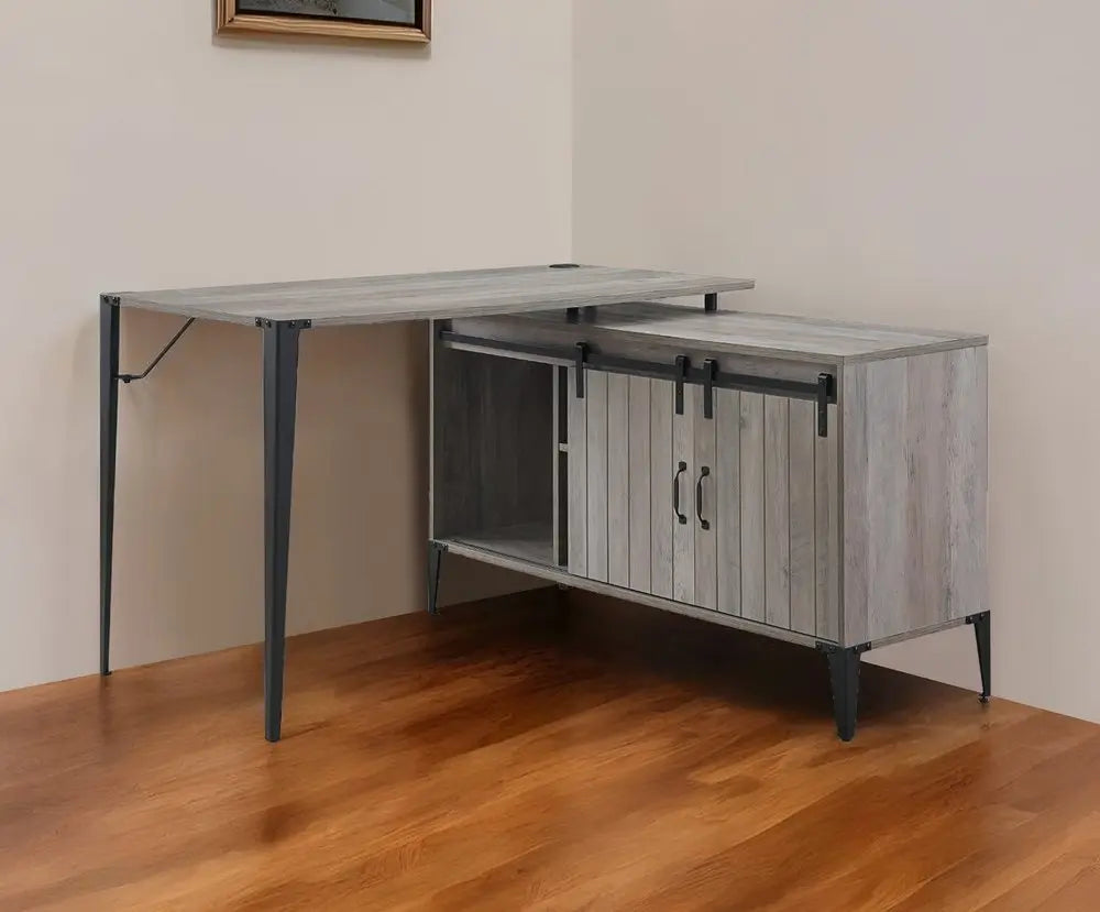 48" Gray and Black L Shape Writing Desk HomeRoots