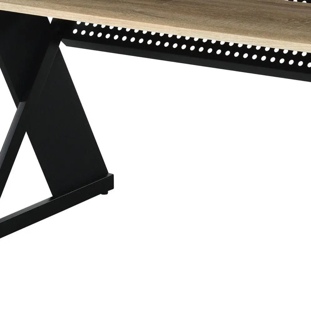 47" Natural and Black Music Desk HomeRoots