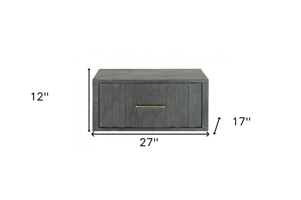 12" Gray Solid and Manufactured Wood One Drawer Nightstand HomeRoots