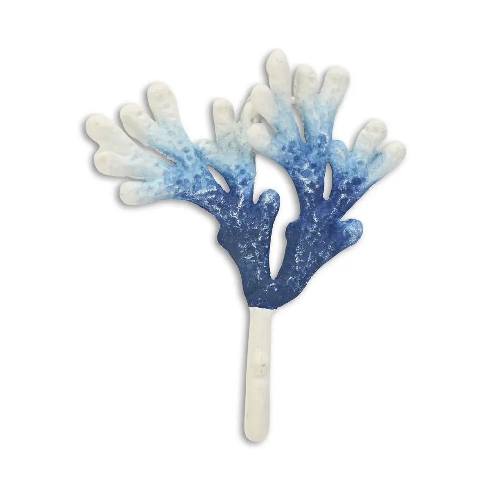 5" Blue And White Cast Iron Coral Wall Hook - NOBLE HOME INTERIORS