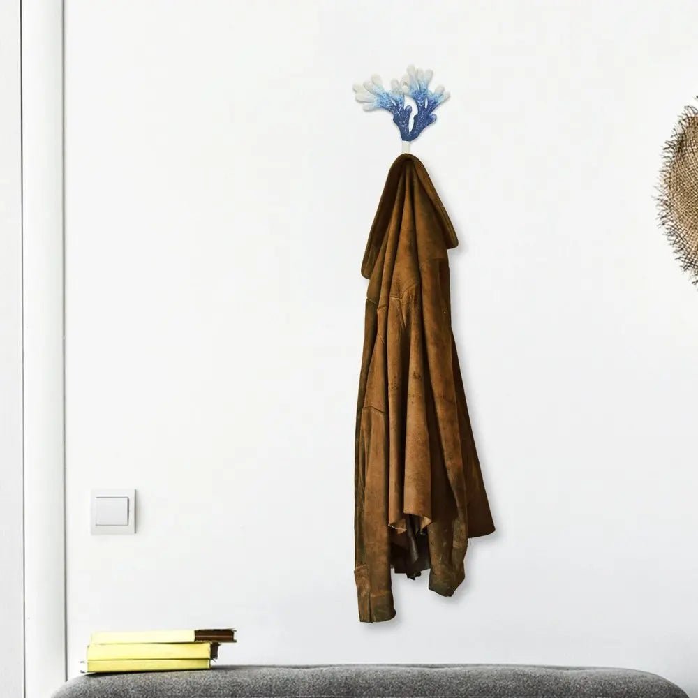 5" Blue And White Cast Iron Coral Wall Hook - NOBLE HOME INTERIORS