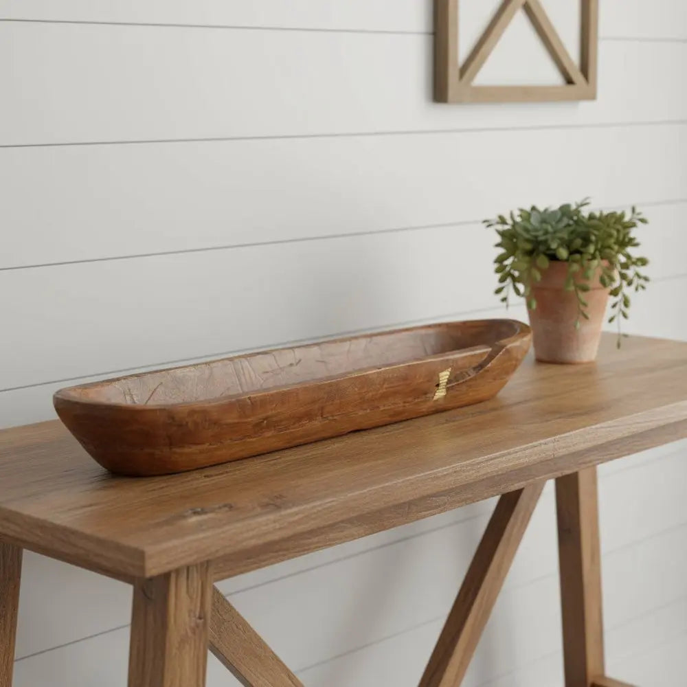 5" Brown And Natural Abstract Solid Wood Table Vase With Sculptural Details - NOBLE HOME INTERIORS