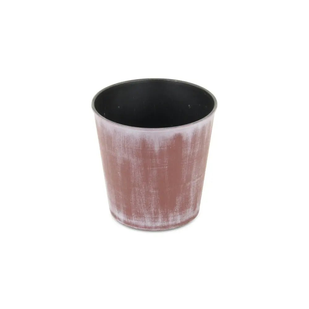 5" Brown and Off White Textural Tone On Tone Recycled Plastic Indoor Outdoor Round Pot Planter - NOBLE HOME INTERIORS