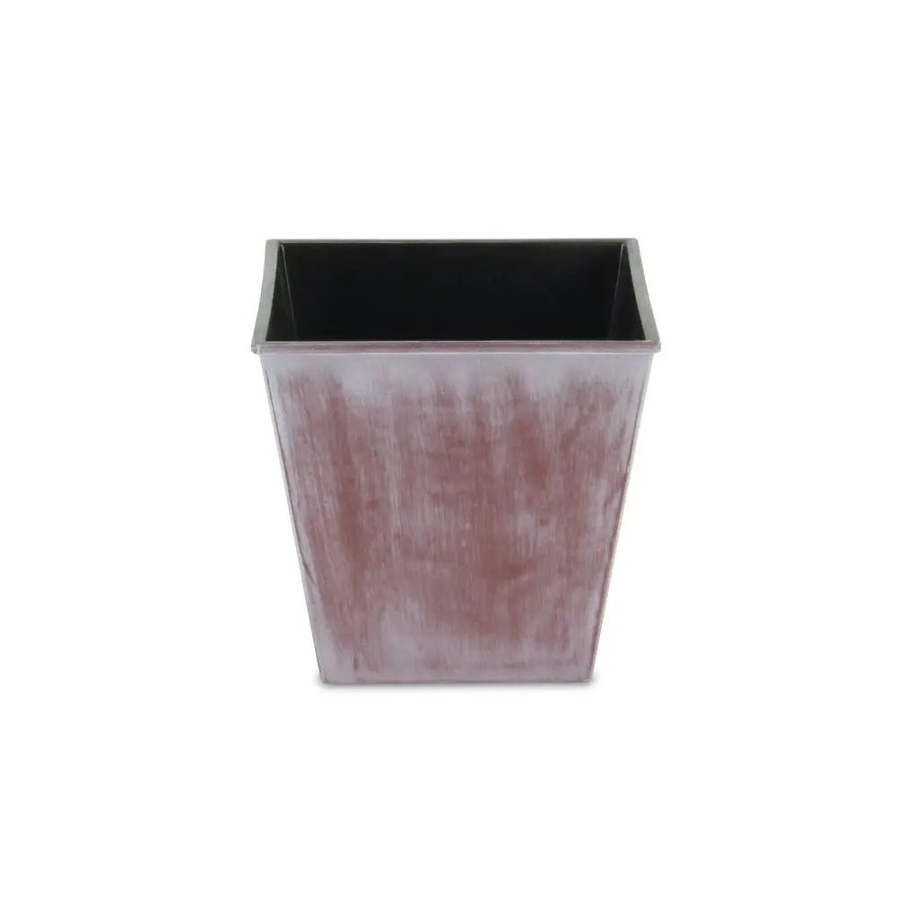 5" Brown and Off White Textural Tone On Tone Recycled Plastic Indoor Outdoor Square Pot Planter - NOBLE HOME INTERIORS