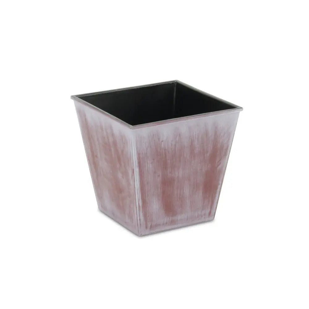 5" Brown and Off White Textural Tone On Tone Recycled Plastic Indoor Outdoor Square Pot Planter - NOBLE HOME INTERIORS