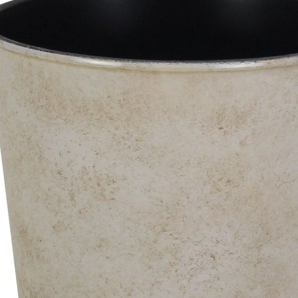5" Cream Recycled Plastic Indoor Outdoor Round Pot Planter - NOBLE HOME INTERIORS