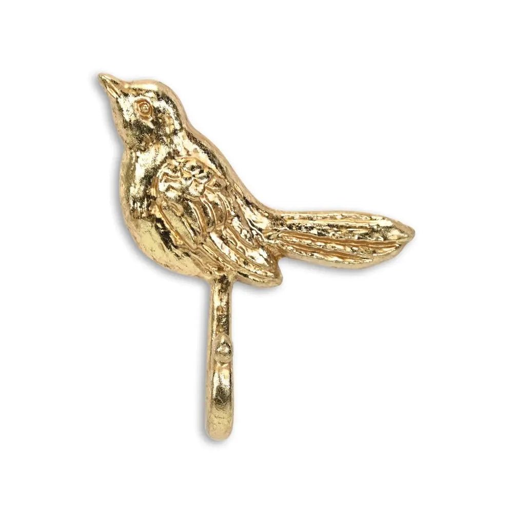 5" Gold Cast Iron Bird Wall Hook - NOBLE HOME INTERIORS