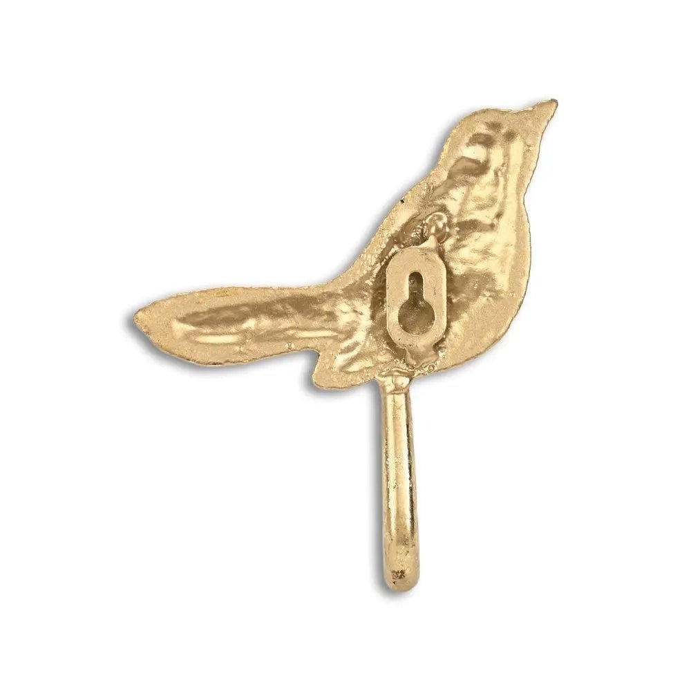 5" Gold Cast Iron Bird Wall Hook - NOBLE HOME INTERIORS