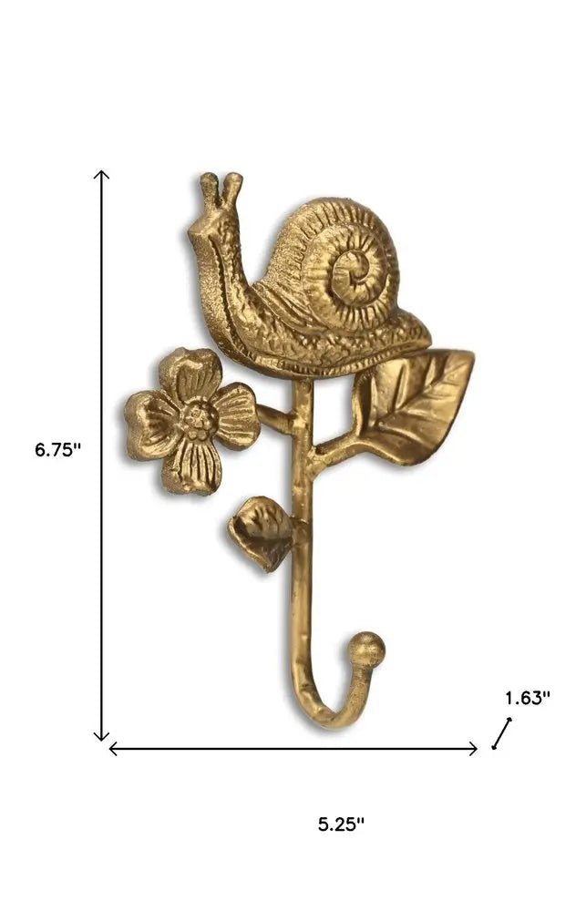 5" Gold Cast Iron Snail Wall Hook - NOBLE HOME INTERIORS