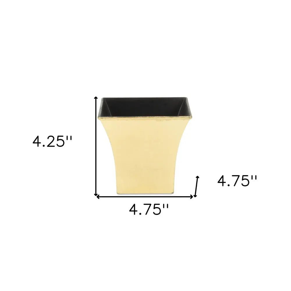 5" Gold Recycled Plastic Indoor Outdoor Square Pot Planter - NOBLE HOME INTERIORS