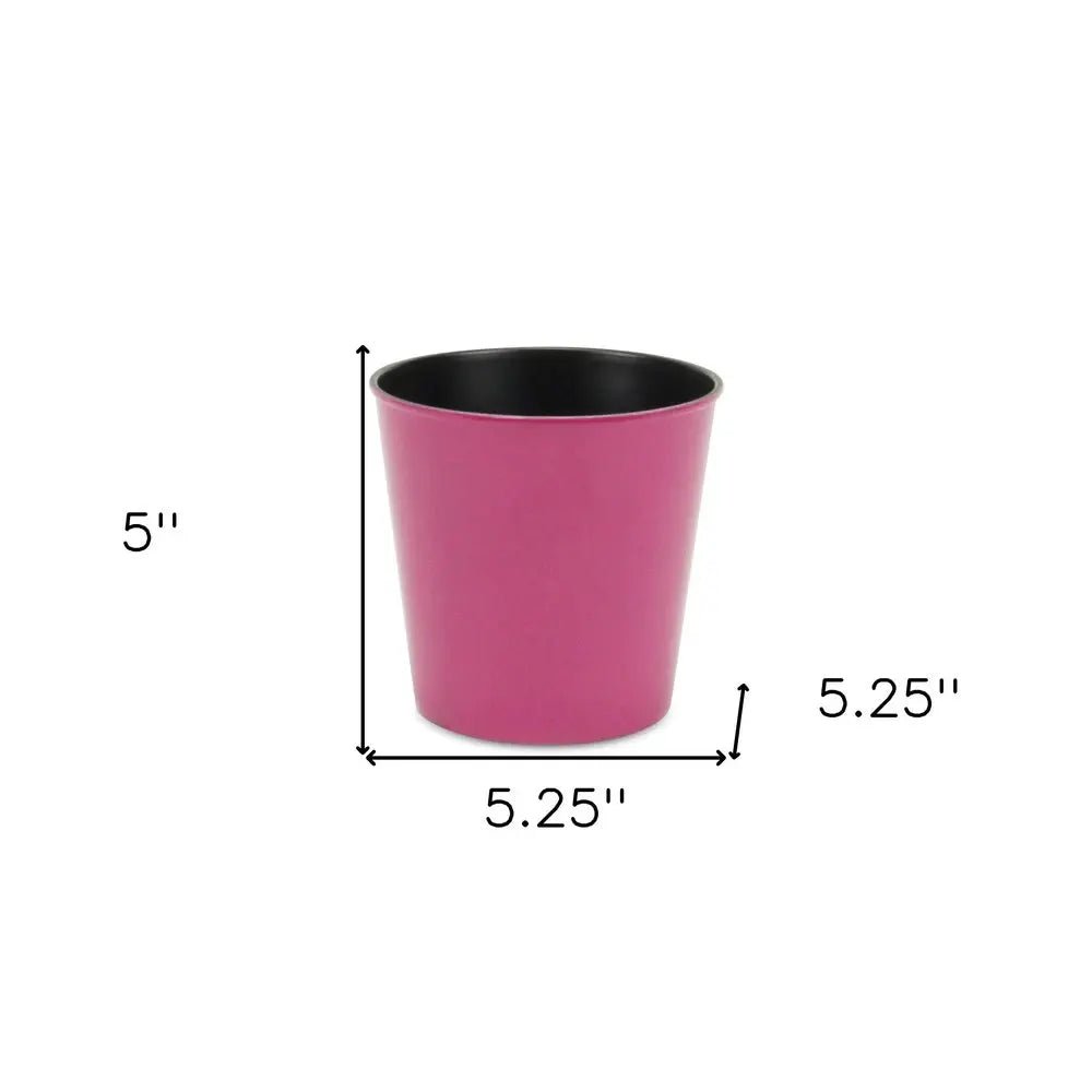 5" Hot Pink Recycled Plastic Indoor Outdoor Round Pot Planter - NOBLE HOME INTERIORS