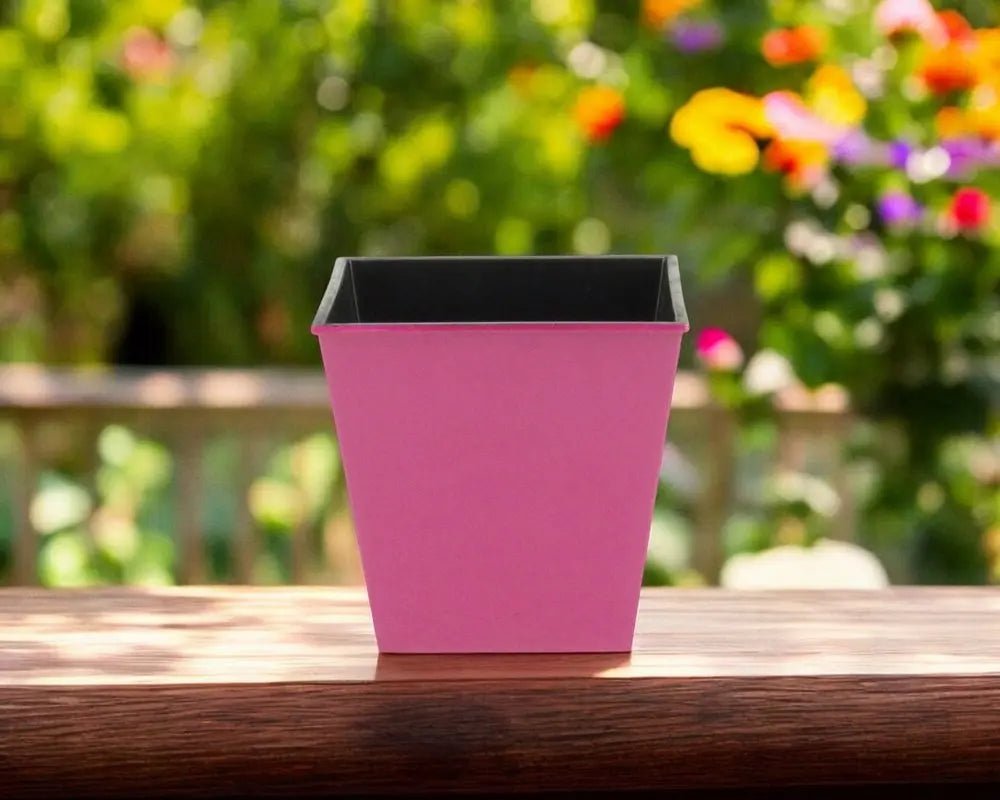 5" Hot Pink Recycled Plastic Indoor Outdoor Square Pot Planter - NOBLE HOME INTERIORS
