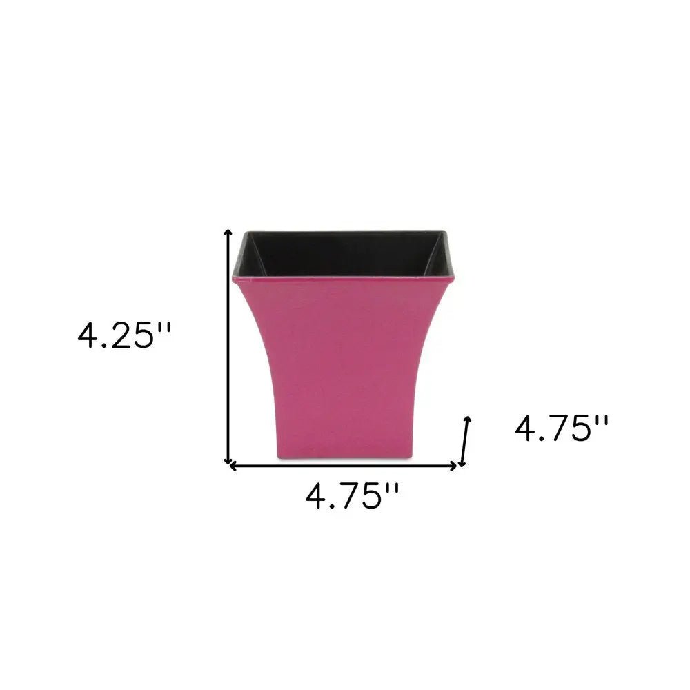 5" Hot Pink Recycled Plastic Indoor Outdoor Square Pot Planter - NOBLE HOME INTERIORS