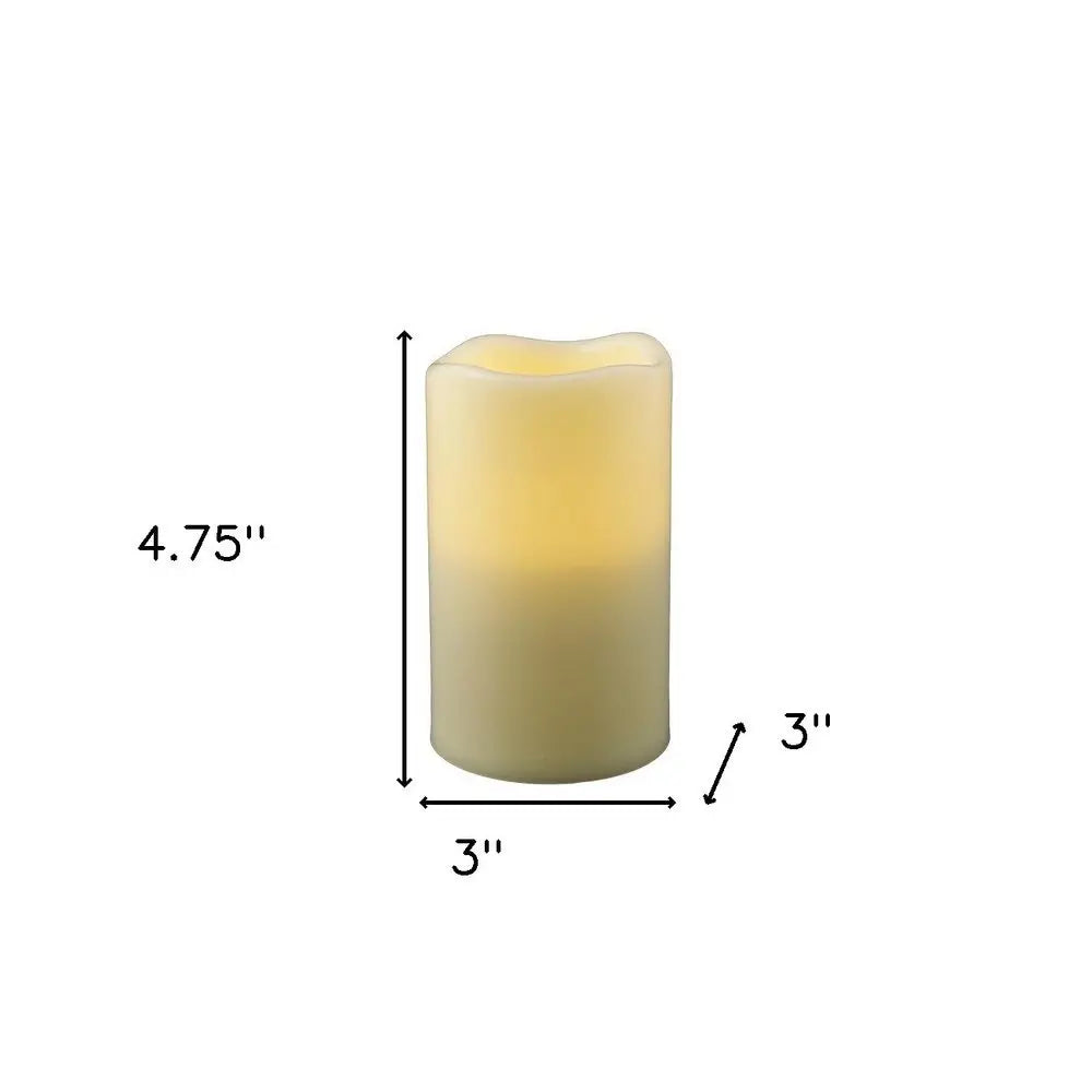 5" Ivory Flameless Indoor Outdoor Pillar Candle - NOBLE HOME INTERIORS