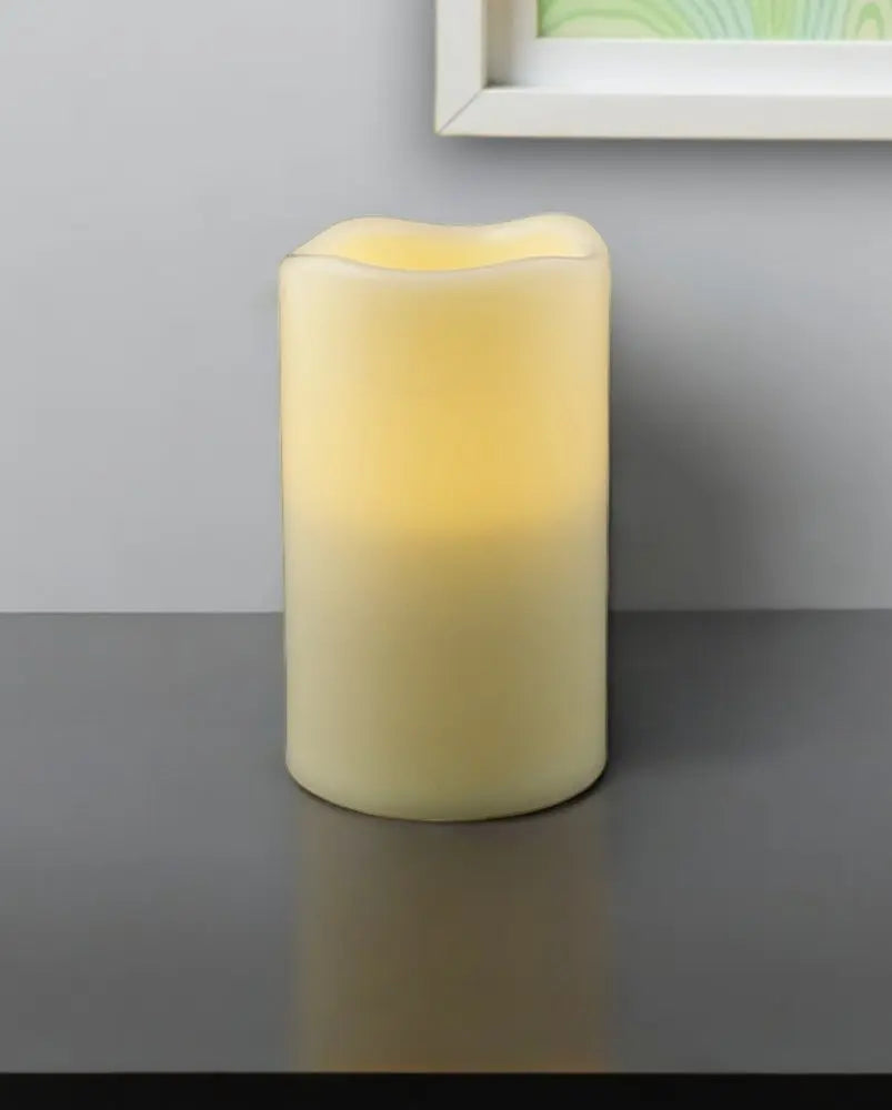 5" Ivory Flameless Indoor Outdoor Pillar Candle - NOBLE HOME INTERIORS