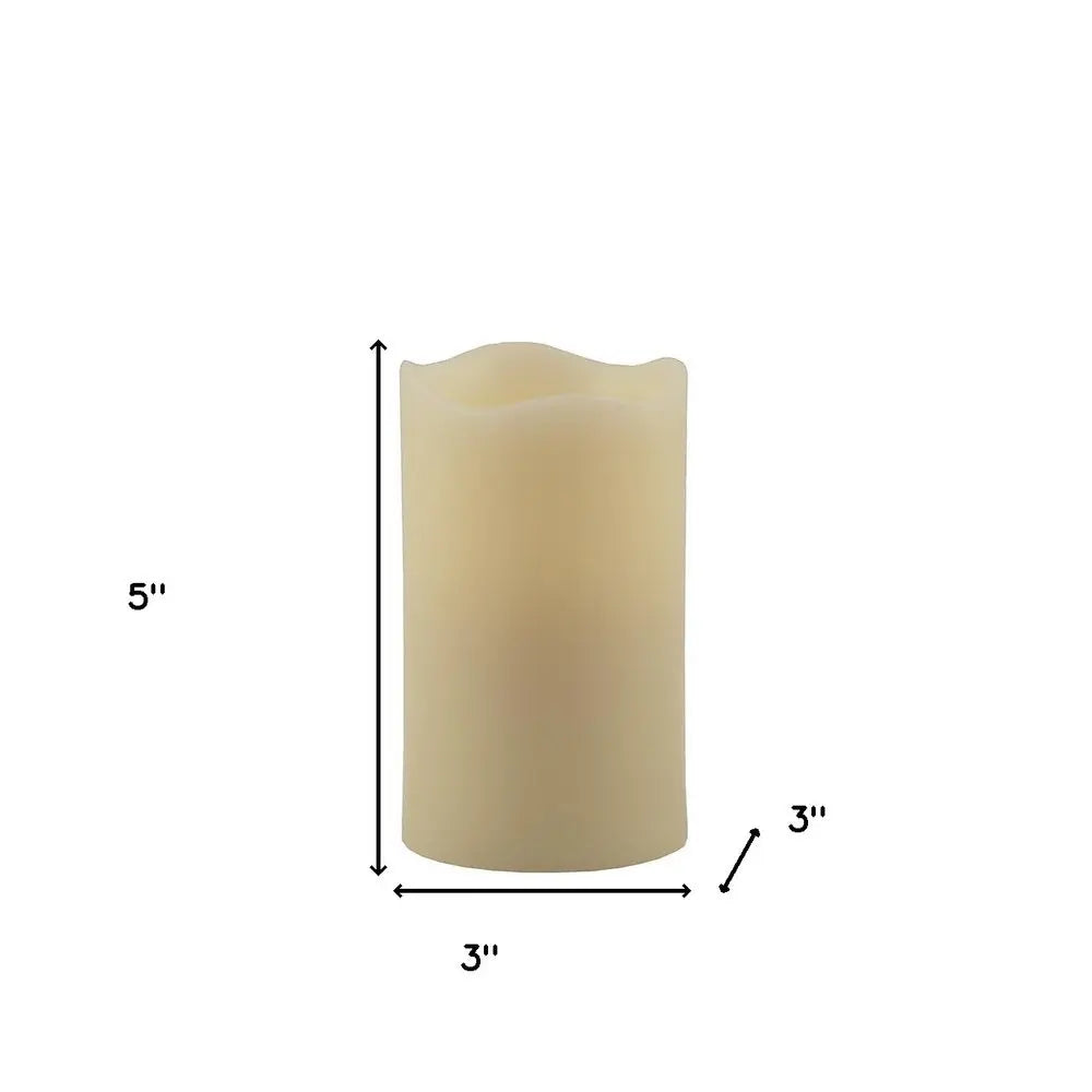 5" Ivory Flameless Pillar Candle - NOBLE HOME INTERIORS