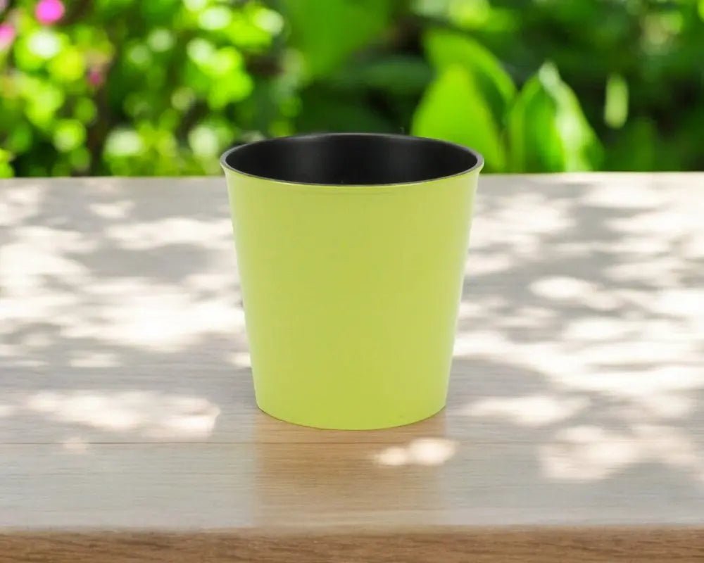 5" Lime Green Recycled Plastic Indoor Outdoor Round Pot Planter - NOBLE HOME INTERIORS