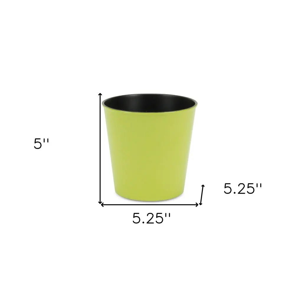 5" Lime Green Recycled Plastic Indoor Outdoor Round Pot Planter - NOBLE HOME INTERIORS