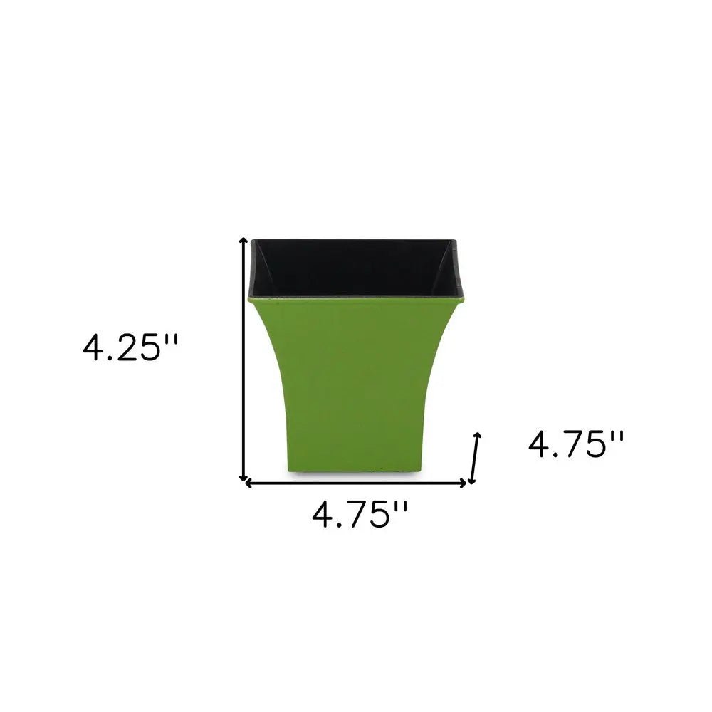 5" Lime Green Recycled Plastic Indoor Outdoor Square Pot Planter - NOBLE HOME INTERIORS