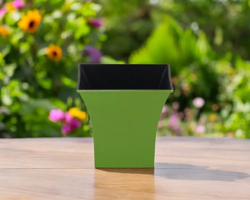5" Lime Green Recycled Plastic Indoor Outdoor Square Pot Planter - NOBLE HOME INTERIORS