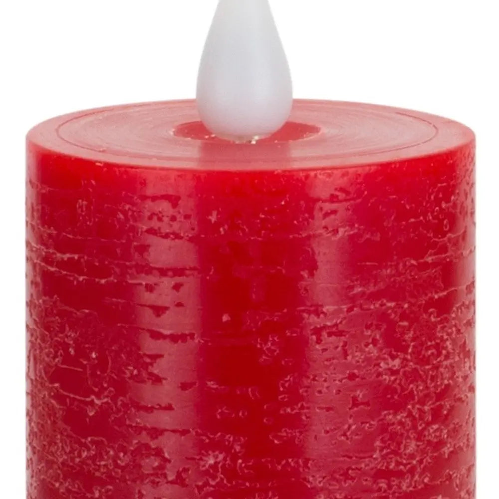 5" Red Flameless Pillar Candle - NOBLE HOME INTERIORS