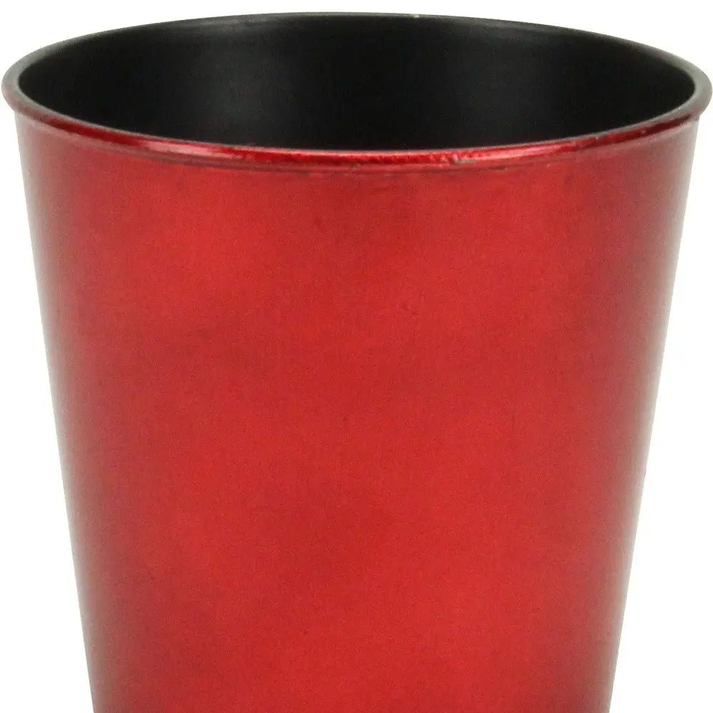 5" Red Recycled Plastic Indoor Outdoor Round Pot Planter - NOBLE HOME INTERIORS