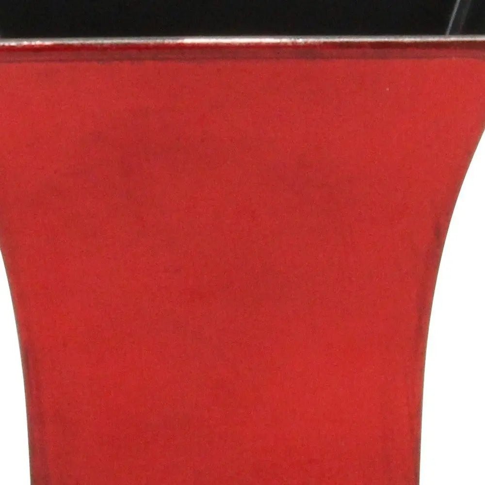 5" Red Recycled Plastic Indoor Outdoor Square Pot Planter - NOBLE HOME INTERIORS