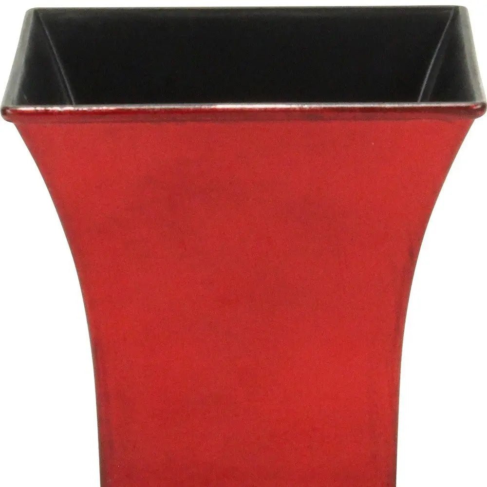 5" Red Recycled Plastic Indoor Outdoor Square Pot Planter - NOBLE HOME INTERIORS