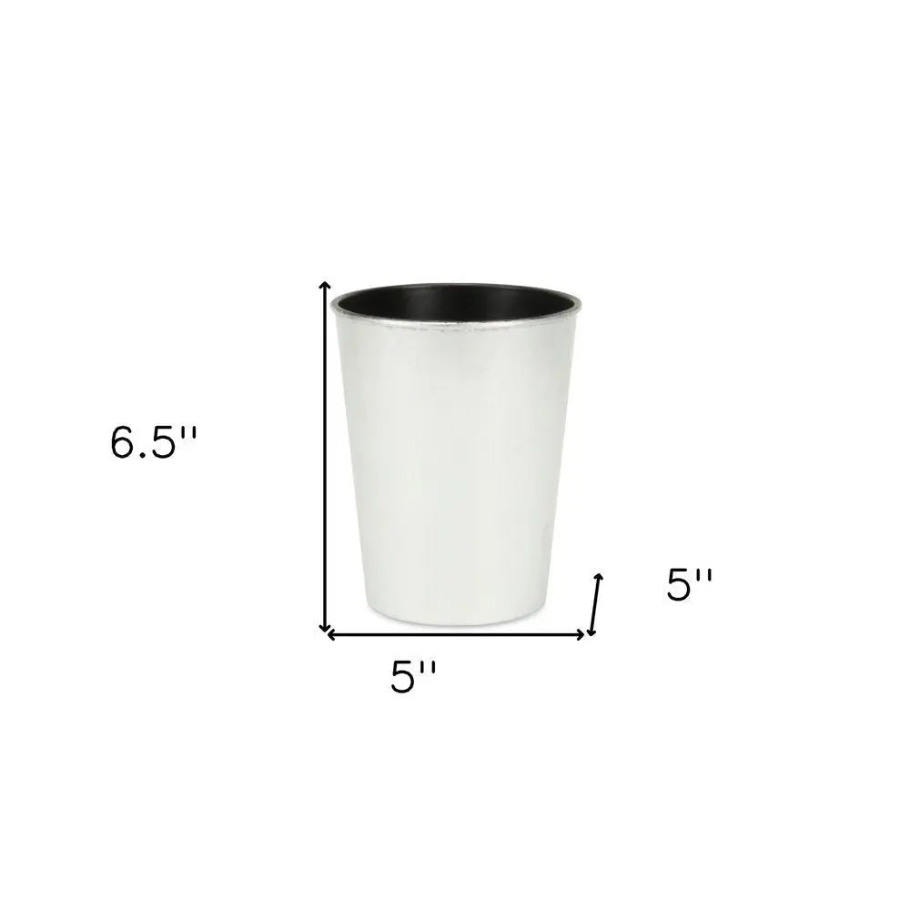 5" Silver Recycled Plastic Indoor Outdoor Round Pot Planter - NOBLE HOME INTERIORS