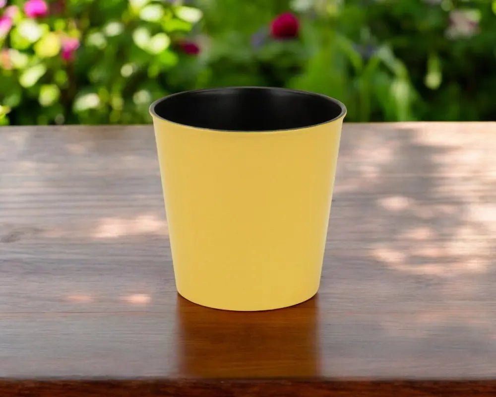 5" Yellow Recycled Plastic Indoor Outdoor Round Pot Planter - NOBLE HOME INTERIORS