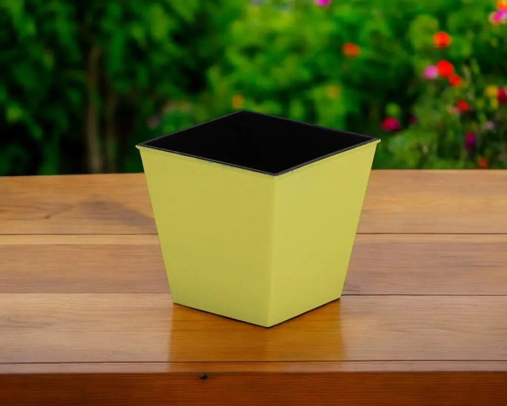 5" Yellow Recycled Plastic Indoor Outdoor Square Pot Planter - NOBLE HOME INTERIORS