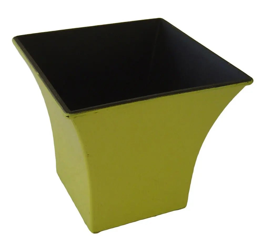 5" Yellow Recycled Plastic Indoor Outdoor Square Pot Planter - NOBLE HOME INTERIORS