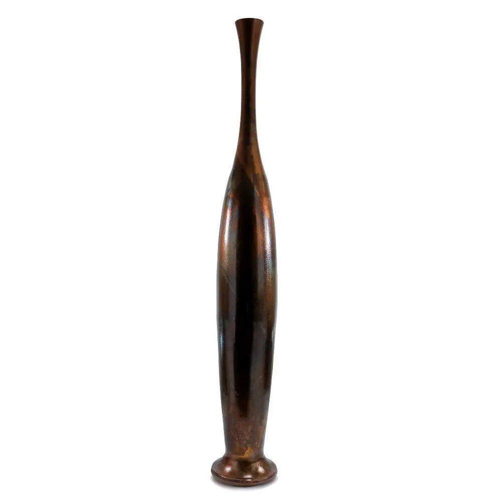 50" Burnished Brown Aluminum Floor Vase - NOBLE HOME INTERIORS