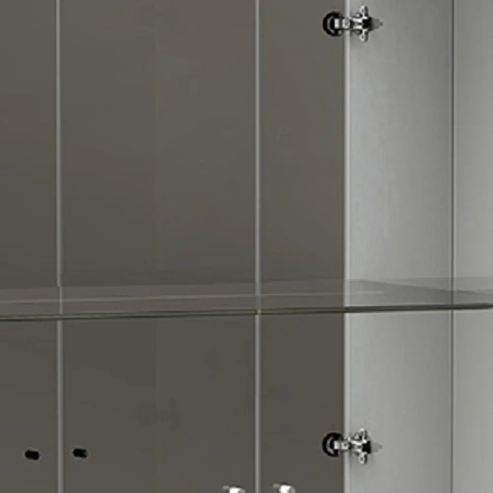 50" White and Silver Wood Curio Cabinet With Two Doors And One Drawer - NOVA HOME FURNITURE