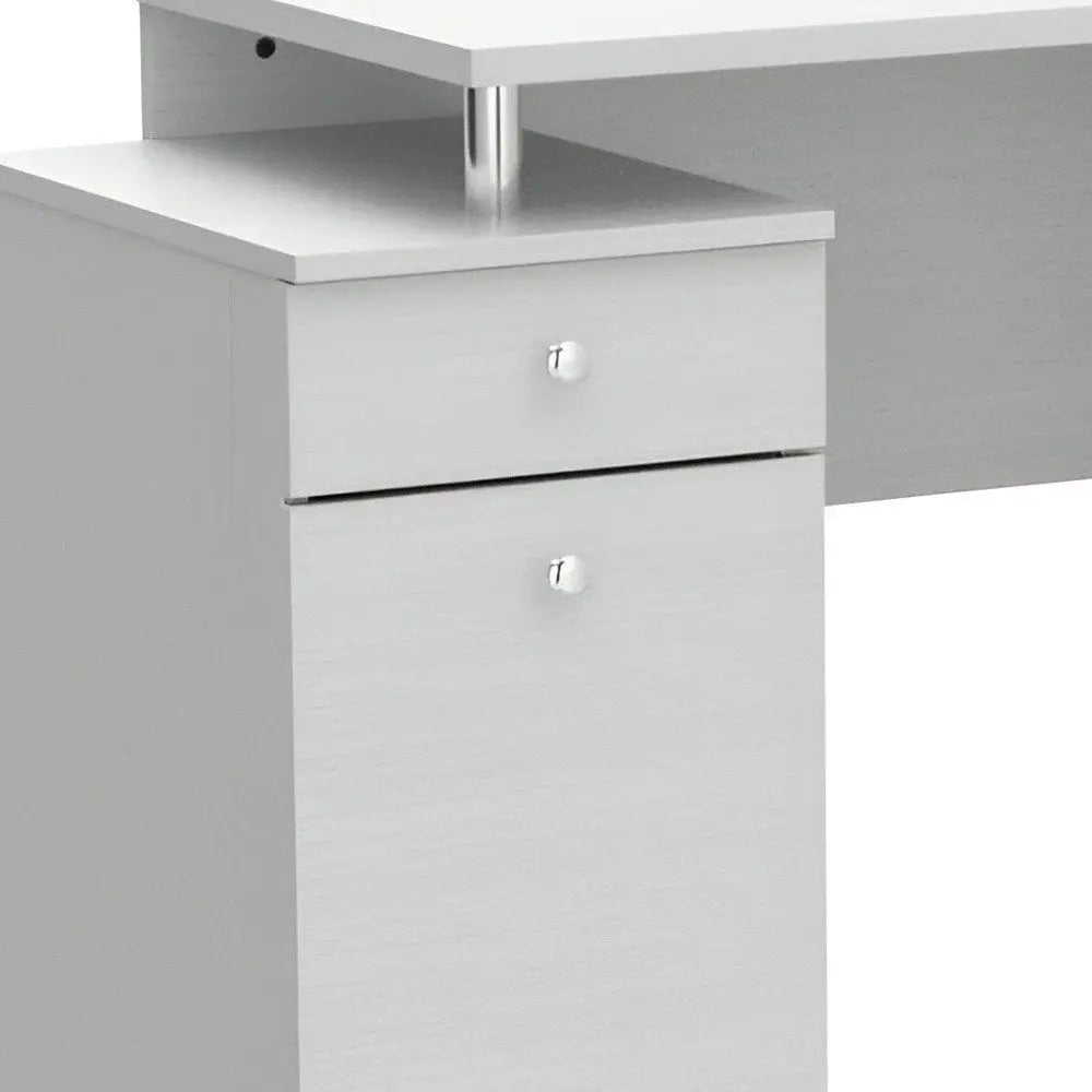 51" White Computer Desk With Five Drawers - NOBLE HOME INTERIORS