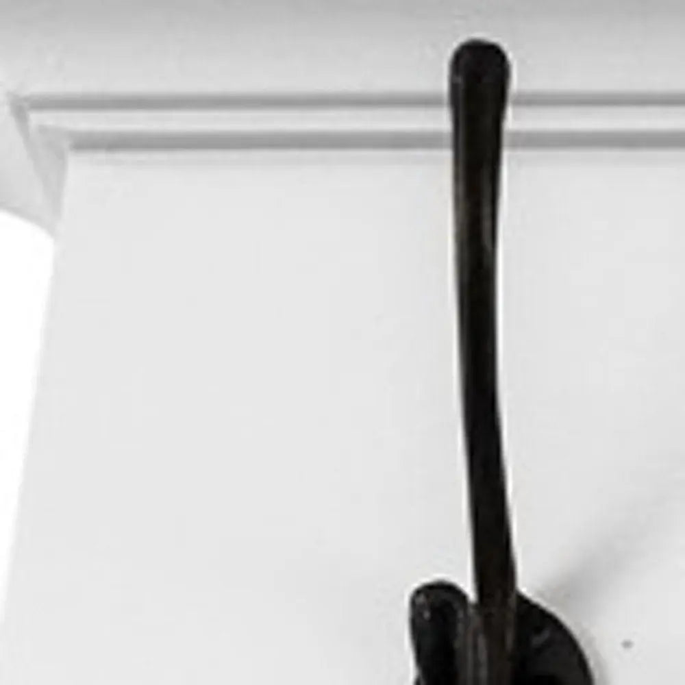 51" White Solid Wood Eight Hook Wall Mount Coat Rack - NOBLE HOME INTERIORS