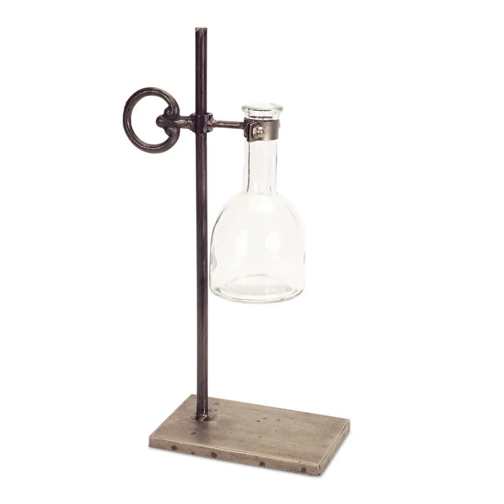 Set of Two Clear and Black Metal and Glass Apothecary Jar HomeRoots