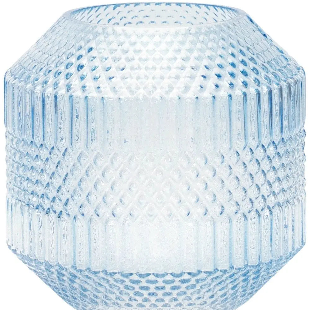 7" Pale Blue Geometric Cylinder Glass Table Vase HomeRoots