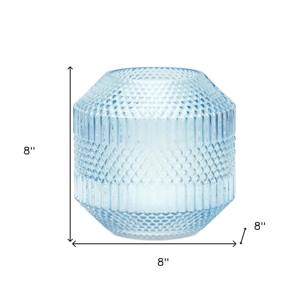8" Pale Blue Geometric Cylinder Glass Table Vase HomeRoots