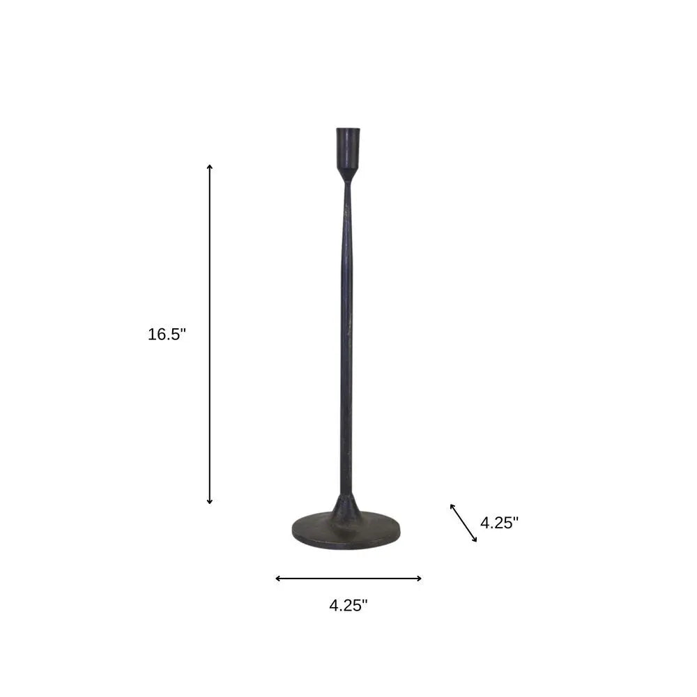 Set of Two Black Distressed Metal Tabletop Taper Candle Holders HomeRoots