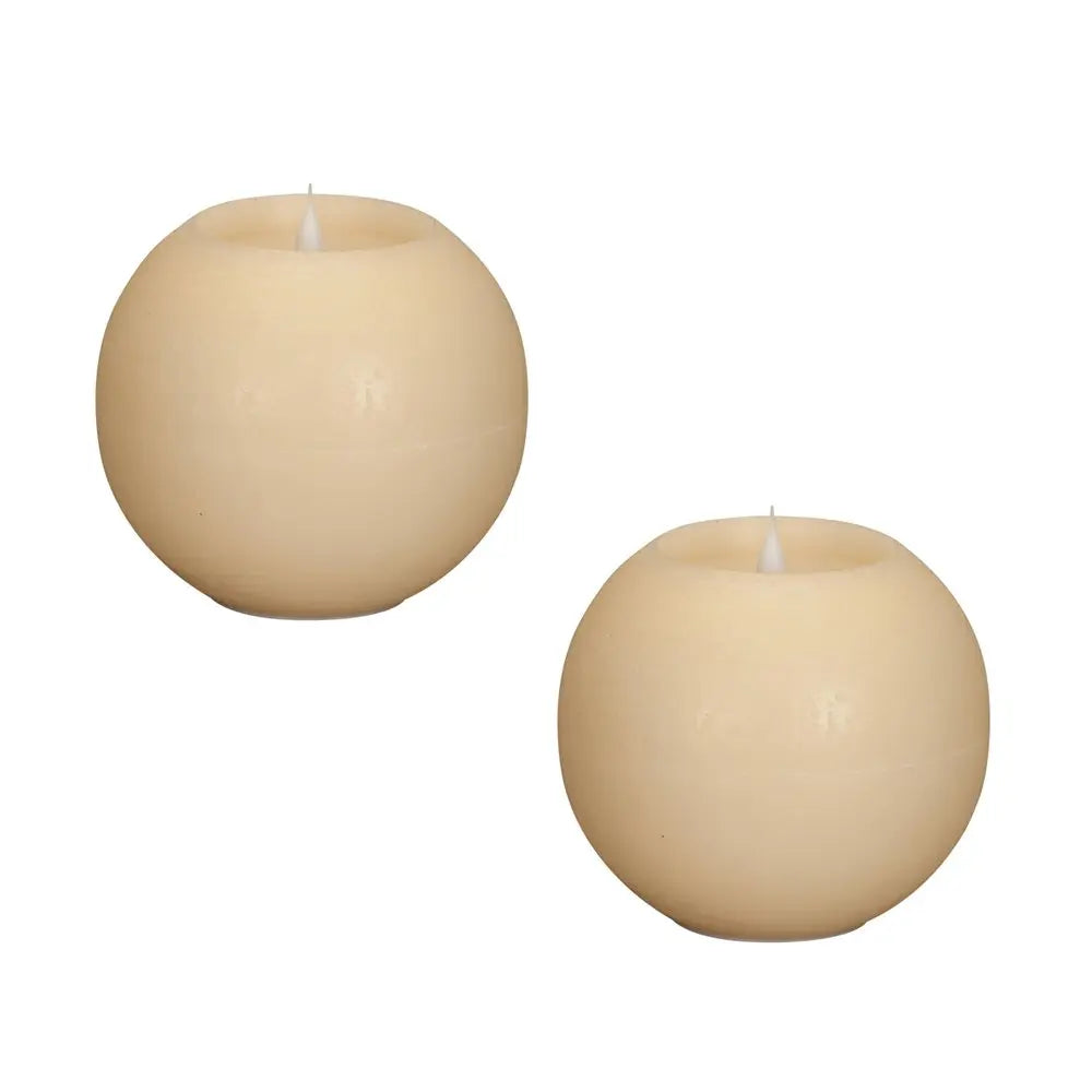 Set of Two Beige Round Flameless Designer Candle HomeRoots