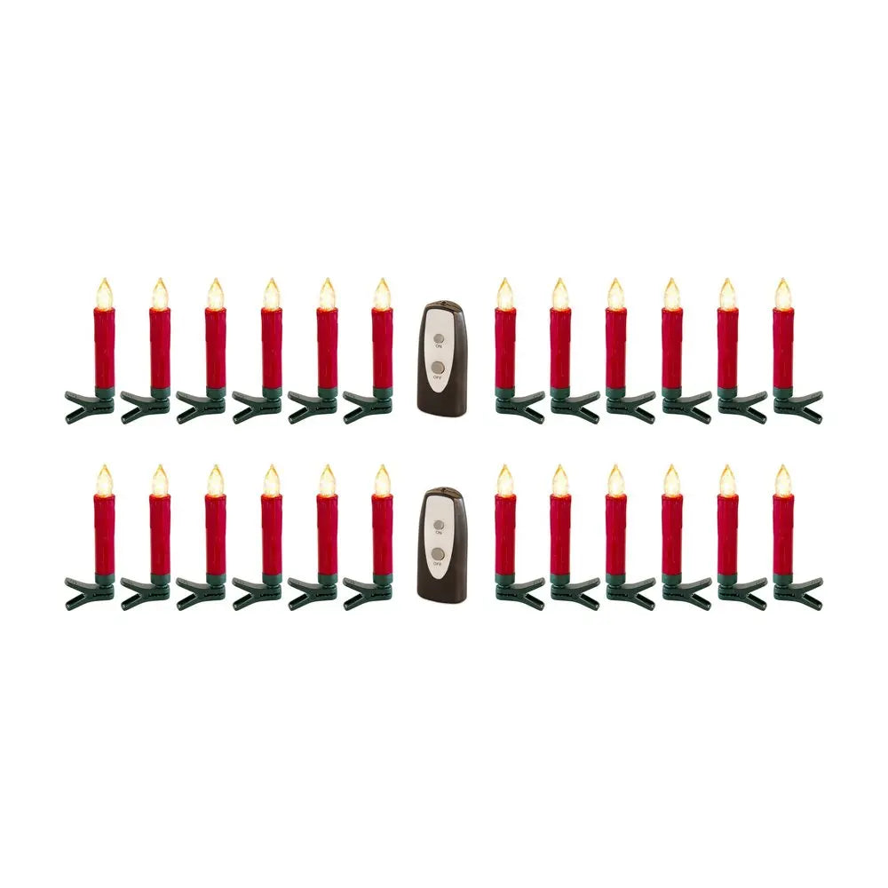 Set of Twentyfour Red Flameless Christmas Clip on Taper Candle HomeRoots