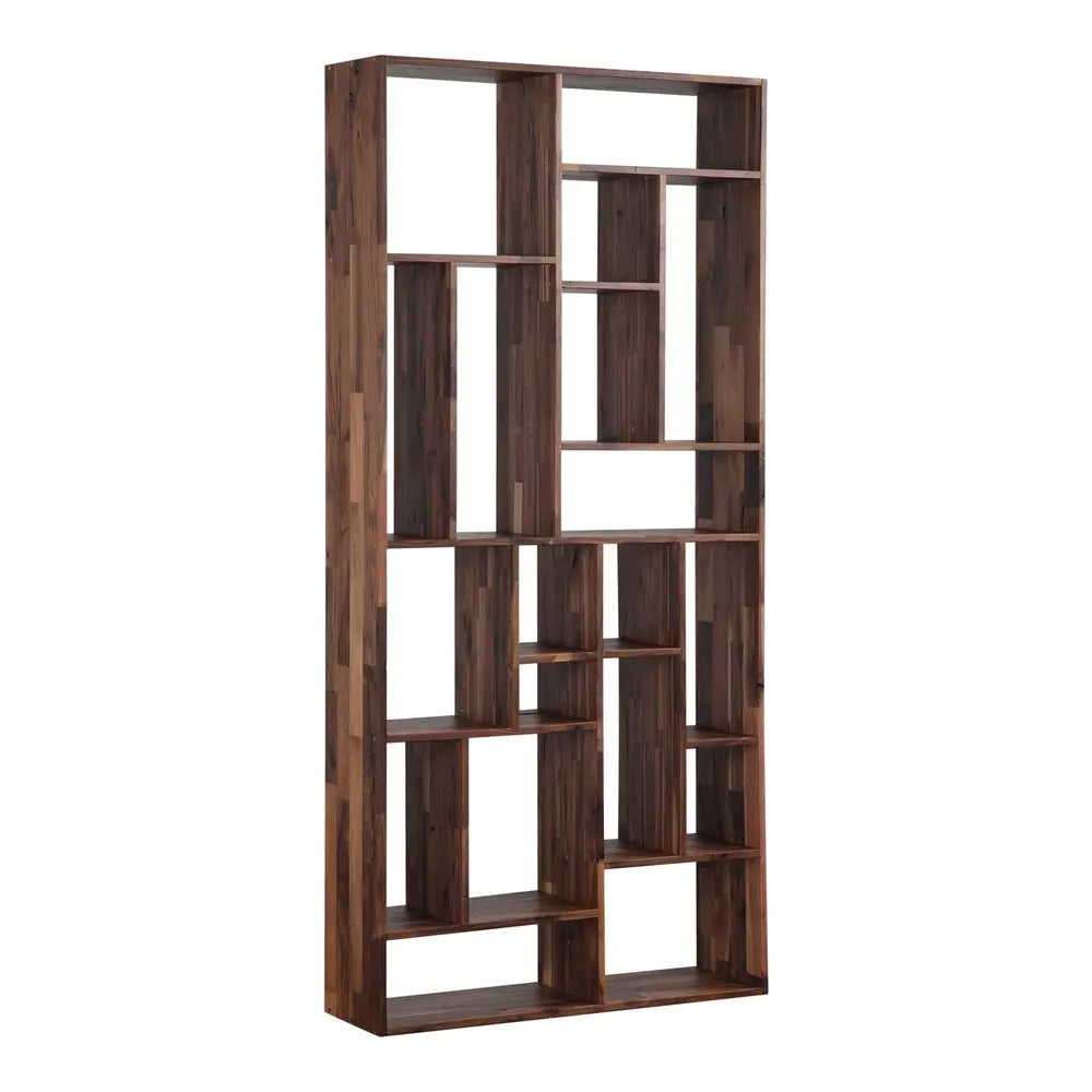 Brown And Natural Wood Ten Tier Bookcase HomeRoots